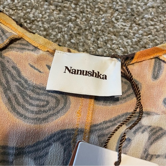 Nanushka Ira wrap dress boho retro 70s western flower child wedding cocktail - Picture 6 of 9